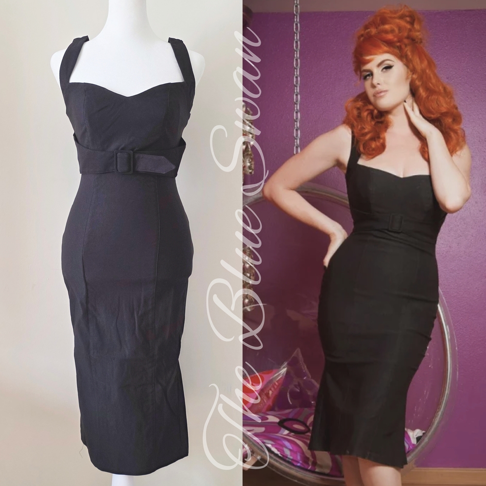 NWT Pinup Couture Jessica Black Midi Wiggle Dress M